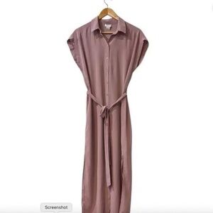 Club Monaco Danielle Silk Midi Dress Size 10 Shirt Button-Down Short Sleeve